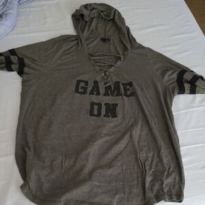 Torrid Gray and Black Game On Hoodie Sweatshirt